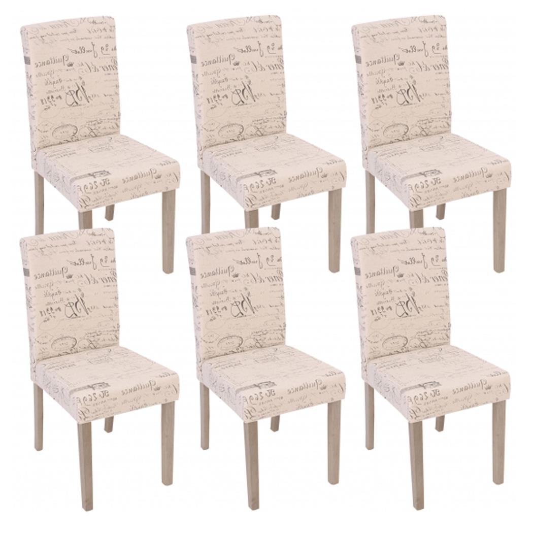 Set van 6 eetkamerstoelen DALI, Modern Ontwerp, Beige met Motieven, Natuurlijke Poten