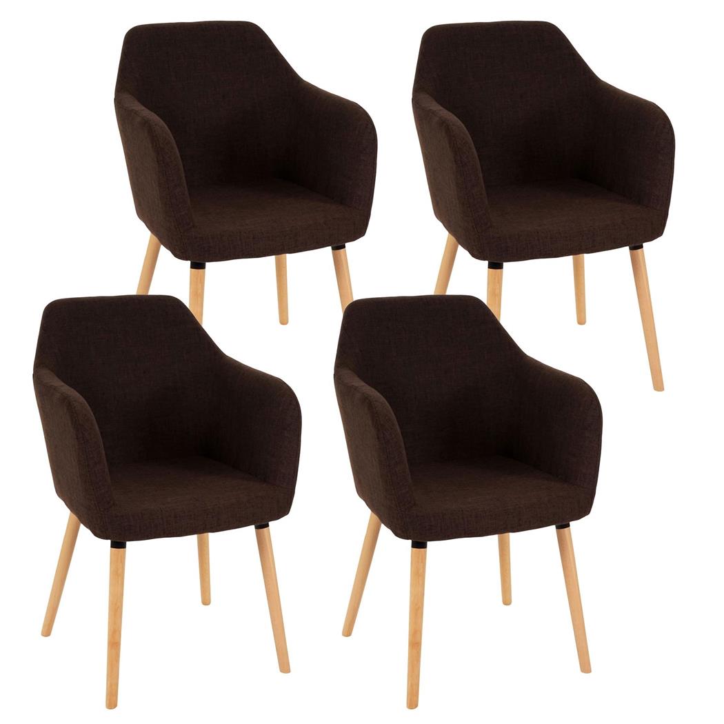 Set van 4 Eetkamerstoelen TULIO STOF, met Lichthouten Poten, Kleur Bruin