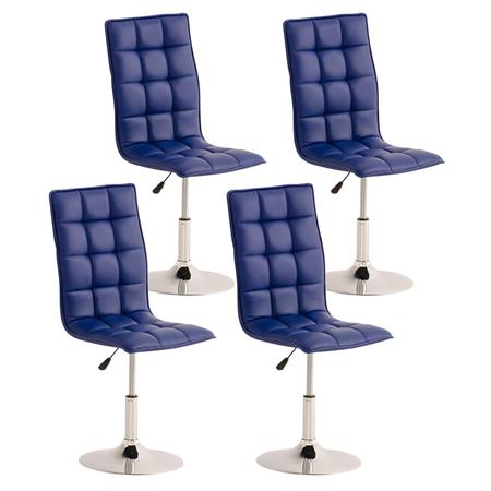 Set van 4 Eetkamer- of Keukenstoelen PESCARA LEDER, in Hoogte Verstelbaar, Blauw