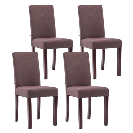 Set van 4 Eetkamerstoelen ADRIA, in Bruine Stof, Donkerbruine Houten Poten 