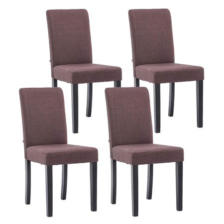 Set van 4 Eetkamerstoelen ADRIA, in Bruine Stof, Zwarte Houten Poten 