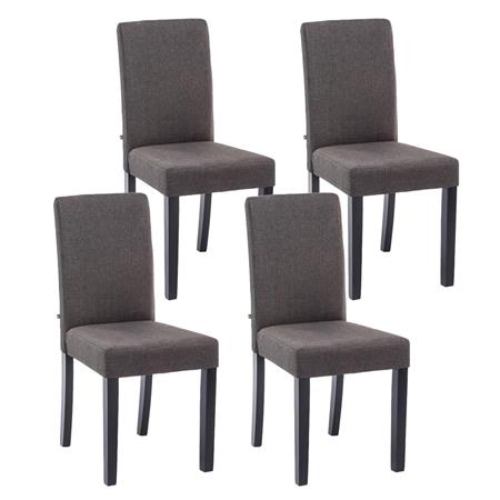 Set van 4 Eetkamerstoelen ADRIA, in Donkergrijze Stof, Zwarte Houten Poten 