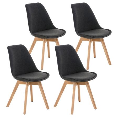 SET van 4 LOREN STOF Stoelen, met Lichthouten Poten, Donkergrijs