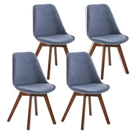 SET van 4 LOREN STOF Stoelen, met Walnoothouten Poten, Blauw