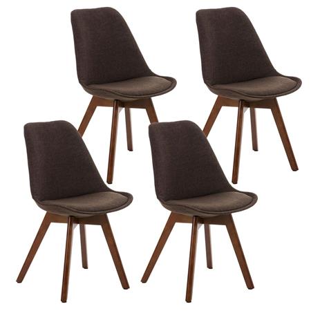 SET van 4 LOREN STOF Stoelen, met Walnoothouten Poten, Bruin