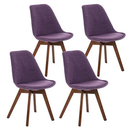 SET van 4 LOREN STOF Stoelen, met Walnoothouten Poten, Paars