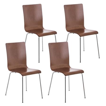 Set van 4 Eetkamerstoelen LODI, Houten Zitting met Metalen Poten, Kleur Kersenhout 