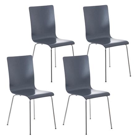 Set van 4 Eetkamerstoelen LODI, Houten Zitting met Metalen Poten, Kleur Grijs