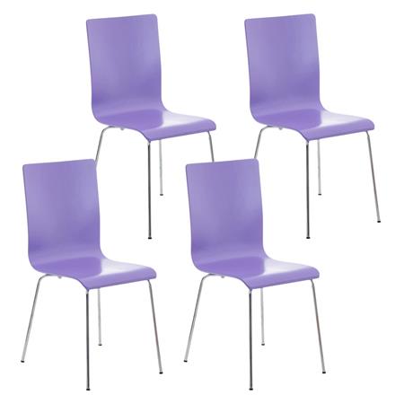 Set van 4 Eetkamerstoelen LODI, Houten Zitting met Metalen Poten, Kleur Paars