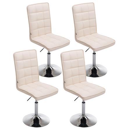 Set van 4 Eetkamer- of Keukenstoelen OSUNA LEDER, in Hoogte Verstelbaar, Beige