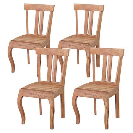 Set 4 eetkamerstoelen RONDA, Handgemaakt met Massief Acaciahout 