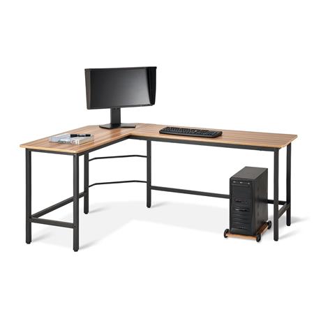 Computertafel SOFIA, Zwarte Metalen Structuur 168x125x75cm, Eikenhouten Blad