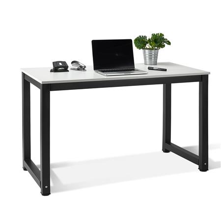 Computerbureau DINA, 120x60x73cm , Zwart Metalen Frame, Wit Houten Blad