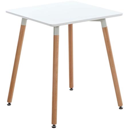 Polyvalente Tafel BERGER, 60x60x70cm, MDF-Houten Tafelblad en Beukenhouten Structuur, Wit