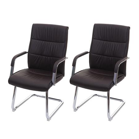 Set van 2 Vergaderstoelen FREEMONT, Metalen Frame, Dikke Comfortabele Vulling, in Bruin Leder