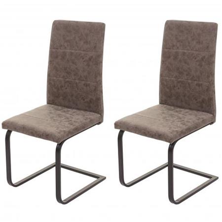 Set van 2 VERMONT Bezoekers- of Wachtkamerstoelen, Chroom Frame, Bekleed met Bruin Leder