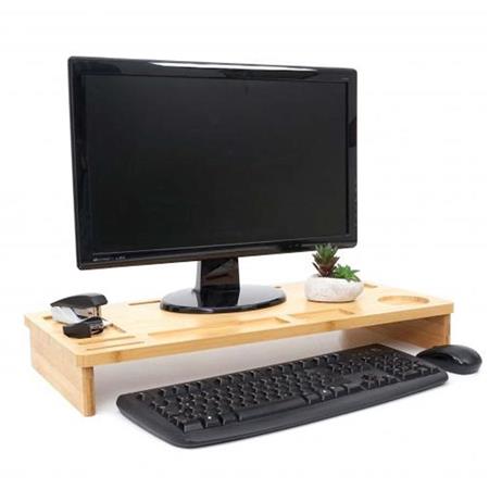 Monitorstandaard ERGHOS, Bureau Organizer 9x65x31cm, in Bamboe