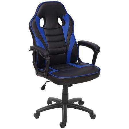 Gamingstoel DRIFT, Kantelbare Rugleuning, Sportief Ontwerp, in Zwart/Blauw Leder