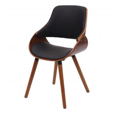 Vergaderstoel HELMUT, Retro Design met Kersenhouten Frame en Zwart Lederen Bekleding 