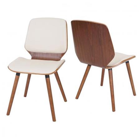 Set van 2 Eetkamerstoelen ODESSA, Walnoothouten Frame, met Beige Leder