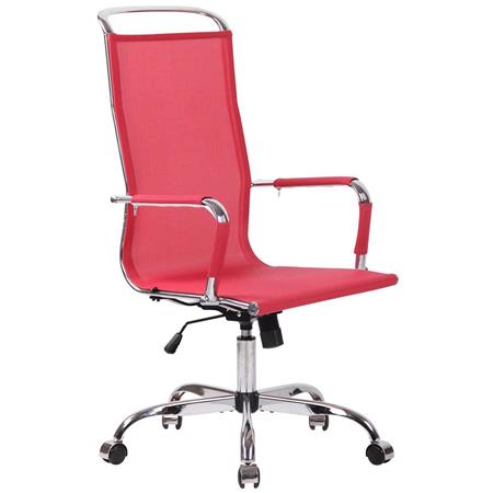 Bureaustoel SAMANTHA, Verchroomd Metalen Frame, Comfortabele Netstof, Kleur Rood