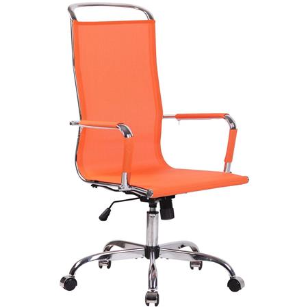 Bureaustoel SAMANTHA, Verchroomd Metalen Frame, Comfortabele Netstof, Kleur Oranje