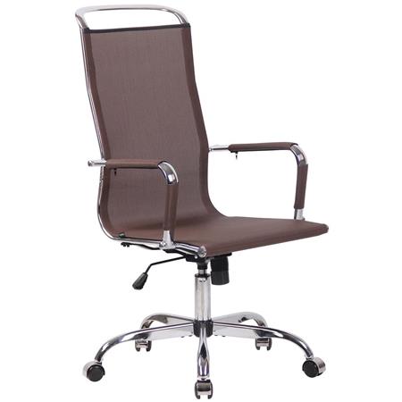 Bureaustoel SAMANTHA, Verchroomd Metalen Frame, Comfortabele Netstof, Kleur Bruin