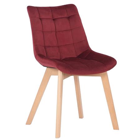 Eetkamerstoel ALLIA, Modern Design, Beukenhouten Onderstel, Rood Fluweel