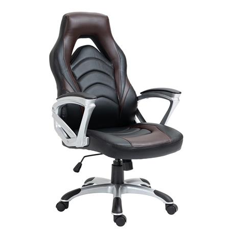 Gamingstoel ALPHA, Comfortabel, Sportief Design, in Zwart/Bruin Leder