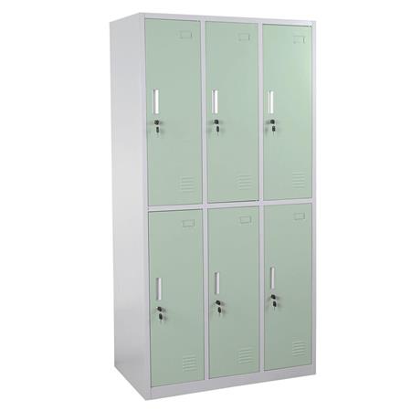 Metalen Lockerkast EVELYN, 90x50x180 cm, 6 Kluisjes met Slot, Kleur Groen