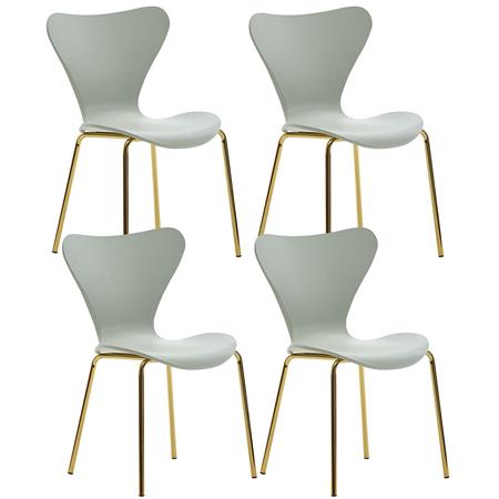 Set van 4 Eetkamerstoelen COVER, Elegant Ontwerp, met Goudkleurige Poten, Kleur Groen