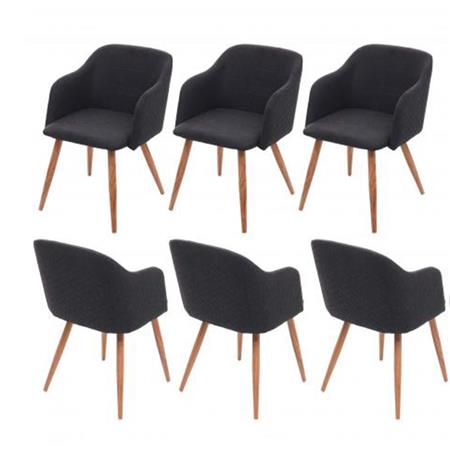 Set van 6 Eetkamerstoelen TOULOUSE, Vintage Design, Donkergrijze Stof