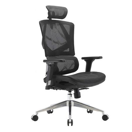 Ergonomische bureaustoel FENIX PRO, XXL, Hoge Verstelbare Rugleuning, Zwarte Mesh