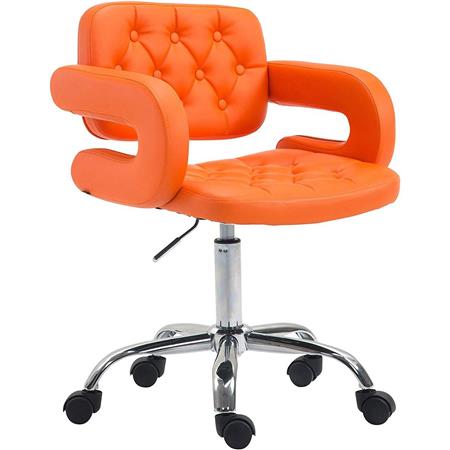 Bureaustoel SAMSON, Exclusief Design, Chromen Voet, in Oranje Leder