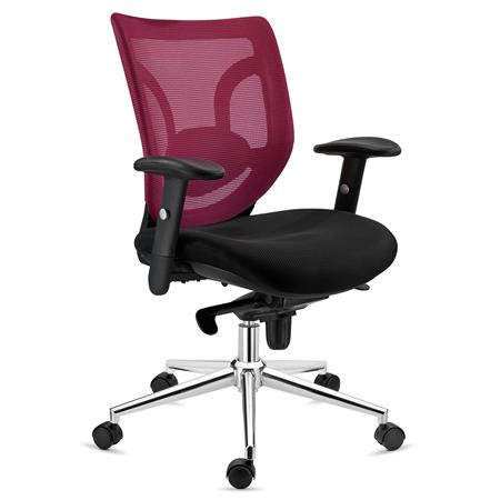 DEMO# Ergonomische Bureaustoel LAMBO, Gebruik 8 uur per dag, Comfortabele Lendensteun, Bordeaux