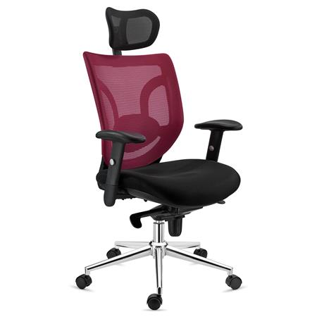 DEMO# Ergonomische bureaustoel LAMBO, Gebruik 8 uur per dag, Hoofdsteun, Comfortabele Lendensteun, Bordeaux