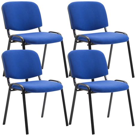 Set van 4 Vergaderstoelen MOBY BASE, Erg Praktisch, Ongelooflijke Prijs, Kleur Blauw en Zwarte Poten