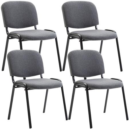 Set van 4 Vergaderstoelen MOBY BASE, Erg Praktisch, Ongelooflijke Prijs, Kleur Grijs en Zwarte Poten