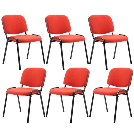 Set van 6 Vergaderstoelen MOBY BASE, Erg Praktisch, Ongelooflijke Prijs, Kleur Rood en Zwarte Poten