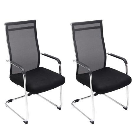 Set van 2 vergaderstoelen BRAMEN, Metalen Frame, met Mesh Rugleuning, Zwart