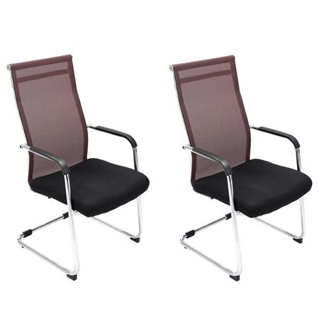 Set van 2 Vergaderstoelen BRAMEN, Metalen Frame, met Mesh Rugleuning, Zwart/Bruin