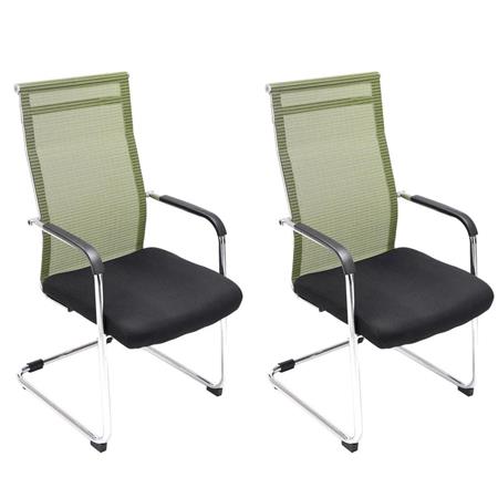 Set van 2 Vergaderstoelen BRAMEN, Metalen Frame, met Mesh Rugleuning, Zwart/Groen