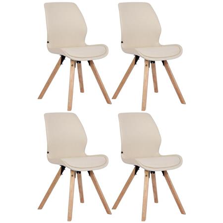 Set van 4 Bezoekersstoelen KALI, Poten van Beukenhout, Gestoffeerde Zitting, Beige Stof