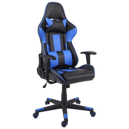 Gamingstoel CAMTON, Verstelbare Armleuningen, 150º Kantelbaar, in Zwart/Blauw Leder