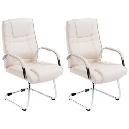 Set van 2 Vergaderstoelen DENVER, Metalen Structuur, Bekleed in Beige Leder