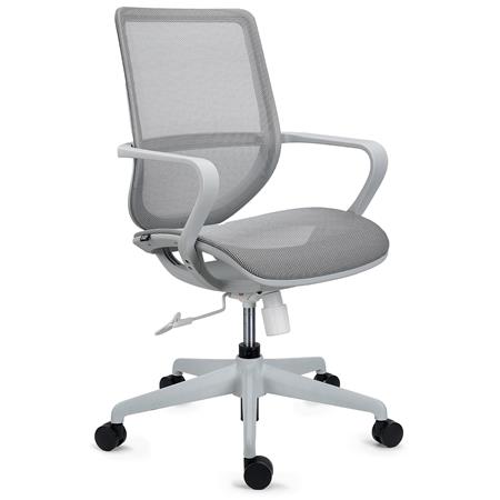 Ergonomische kantoorstoel PACIFIC, Mesh Zitting, Professioneel Gebruik 8H, Elegant, Grijs