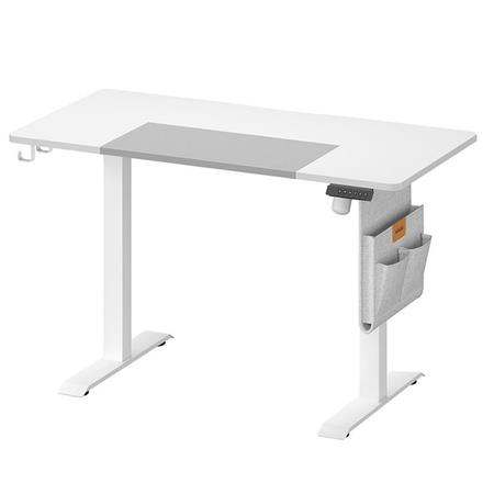 Zit-Sta Bureau SOLOMON, 140 x 60 x 72-120 cm, in Hoogte Verstelbaar, Wit Blad en Wit Frame