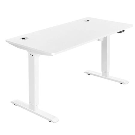 Zit-Sta Bureau MONTBLANC, 120 x 60 x 73-114 cm, in Hoogte Verstelbaar, Wit Blad en Wit Frame