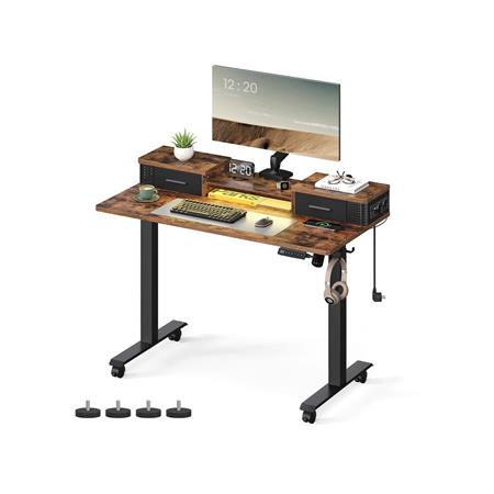 Zit-Sta Bureau NEPAL, 120x60x72-120 cm, in Hoogte Verstelbaar, met monitorstandaard, Kleur Zwart