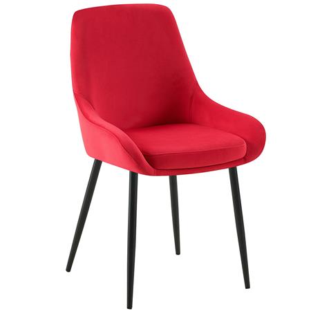 Bezoekersstoel ANKARA FLUWEEL, Stevig en Comfortabel, Zwarte Poten, Rood